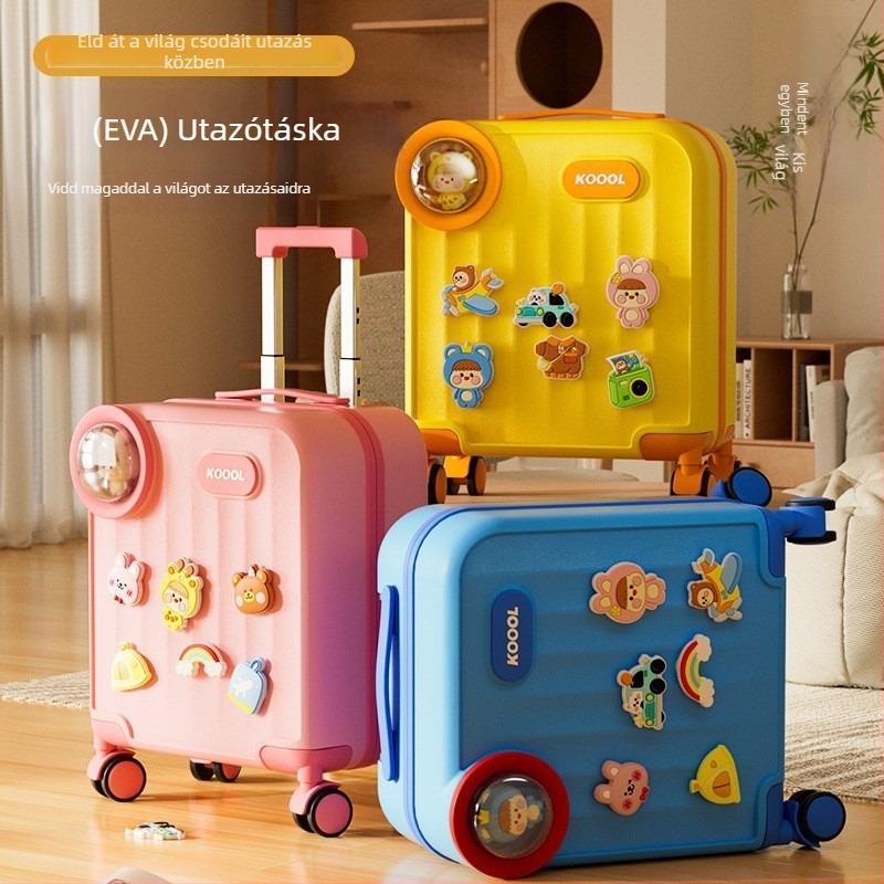 Diplomat gyerekeknek szóló kézipoggyász PVC+ABS, 3 kg, cipzár, lakat, anime minta, univerzális kerekek