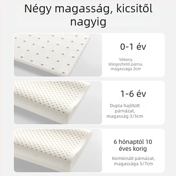 Beptides természetes latex párna gyerekeknek és babáknak, téglalap alakú, belső mag tiszta pamutból, latex tartalom több mint 90%, súly 1–2 kg