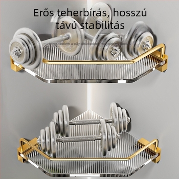 Akril fürdőszobai sarok tároló, háromszög alakú design, alumíniumötvözet, oxidált felület, hat darabos készlet