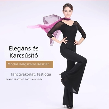 Gyerekeknek szóló egybeöltözős modern táncruha — Modal anyag, Milk Silk bélés, V-nyakú, egyrészes kialakítás, alkalmas baletthez és néptánchoz, egész éves viselet (Modal 93%, bélés 93% poliészter)