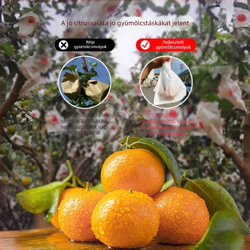 Citromgyümölcs tasak csomagoláshoz — védelem rovarok és madarak ellen; típus: ültetési/öko-/lejtővédő tasak; cél: citrusos gyümölcsök; márka: Egyéb; importált: Nem