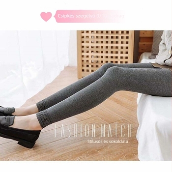 Női leggings, cropped hossz, pamut-nylon keverék, csíkos mintázat, karcsú szabás