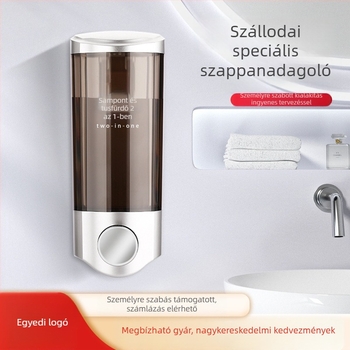 Fali ABS szappanadagoló és 2–in–1 szappan-sampon tartó, kézi nyomású működés, modern minimalista kialakítás, Nast, súly 0,3 kg