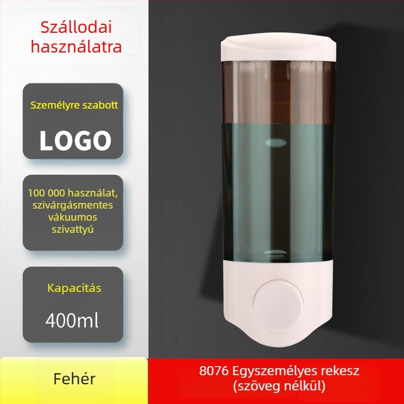 Fali ABS szappanadagoló és 2–in–1 szappan-sampon tartó, kézi nyomású működés, modern minimalista kialakítás, Nast, súly 0,3 kg
