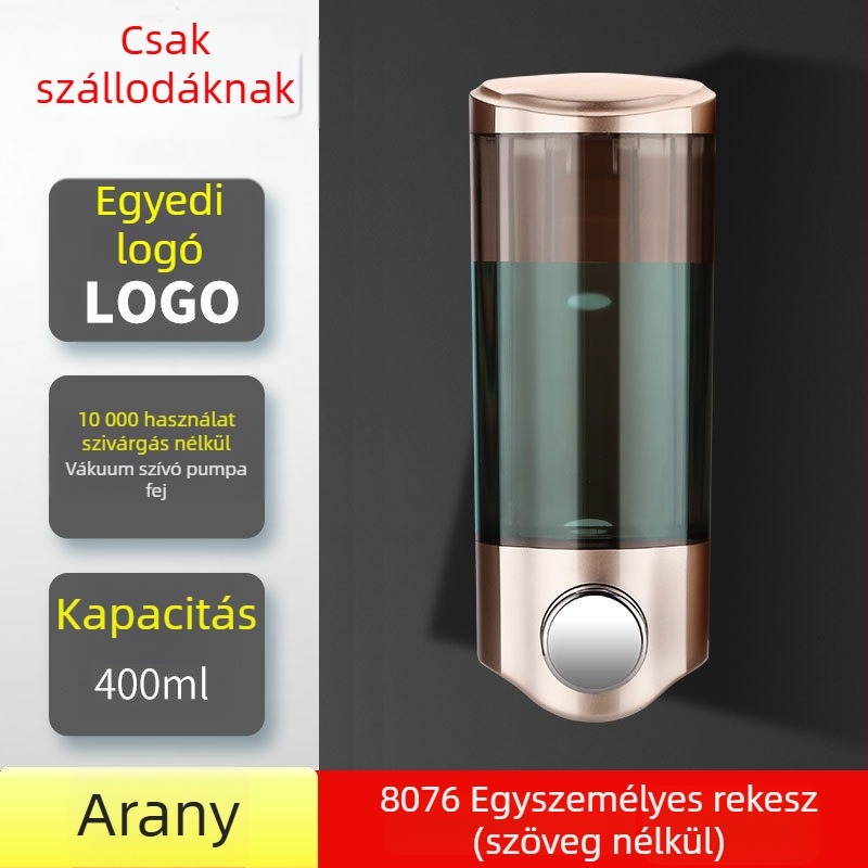 Fali ABS szappanadagoló és 2–in–1 szappan-sampon tartó, kézi nyomású működés, modern minimalista kialakítás, Nast, súly 0,3 kg
