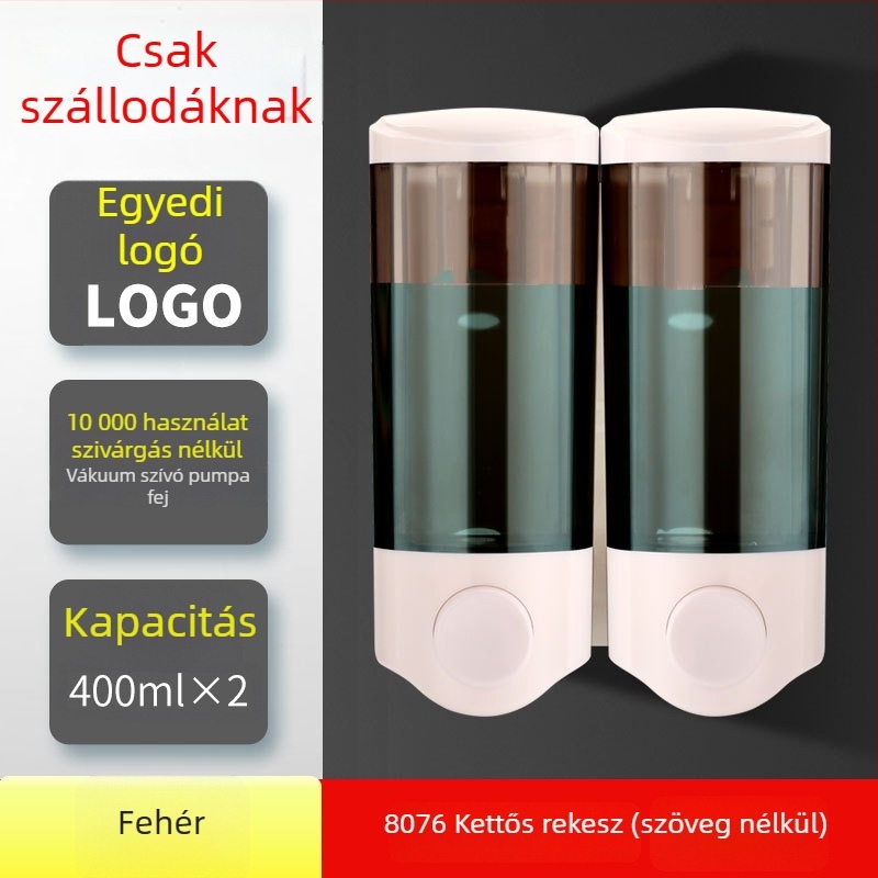 Fali ABS szappanadagoló és 2–in–1 szappan-sampon tartó, kézi nyomású működés, modern minimalista kialakítás, Nast, súly 0,3 kg