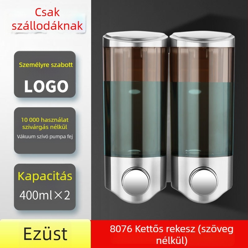 Fali ABS szappanadagoló és 2–in–1 szappan-sampon tartó, kézi nyomású működés, modern minimalista kialakítás, Nast, súly 0,3 kg