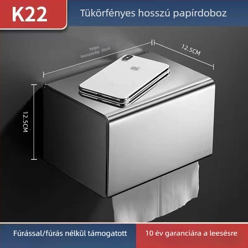 304 rozsdamentes acél szalvétatartó – négyszögletes, polírozott felület, modern minimalista stílus