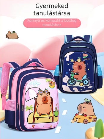 Lányoknak szóló iskolatáska PU anyagból, vízálló, ultra-könnyű, terheléscsökkentő ergonikus kialakítás, görbült vállpánt