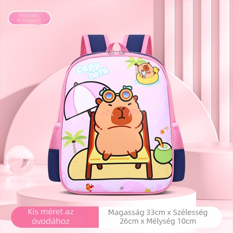 Lányoknak szóló iskolatáska PU anyagból, vízálló, ultra-könnyű, terheléscsökkentő ergonikus kialakítás, görbült vállpánt