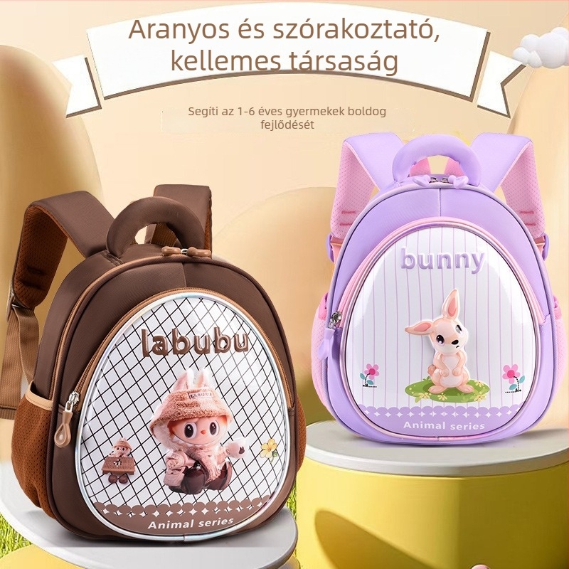 Könnyű 3D-s héjú gyerek hátizsák rajzfilmállatos motívummal, uniszex, vízálló