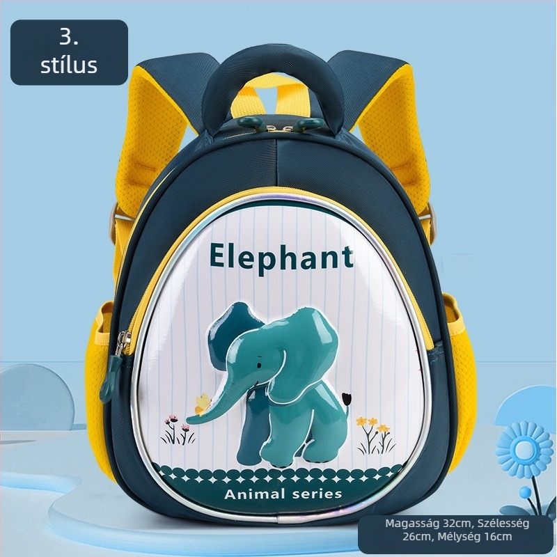 Könnyű 3D-s héjú gyerek hátizsák rajzfilmállatos motívummal, uniszex, vízálló