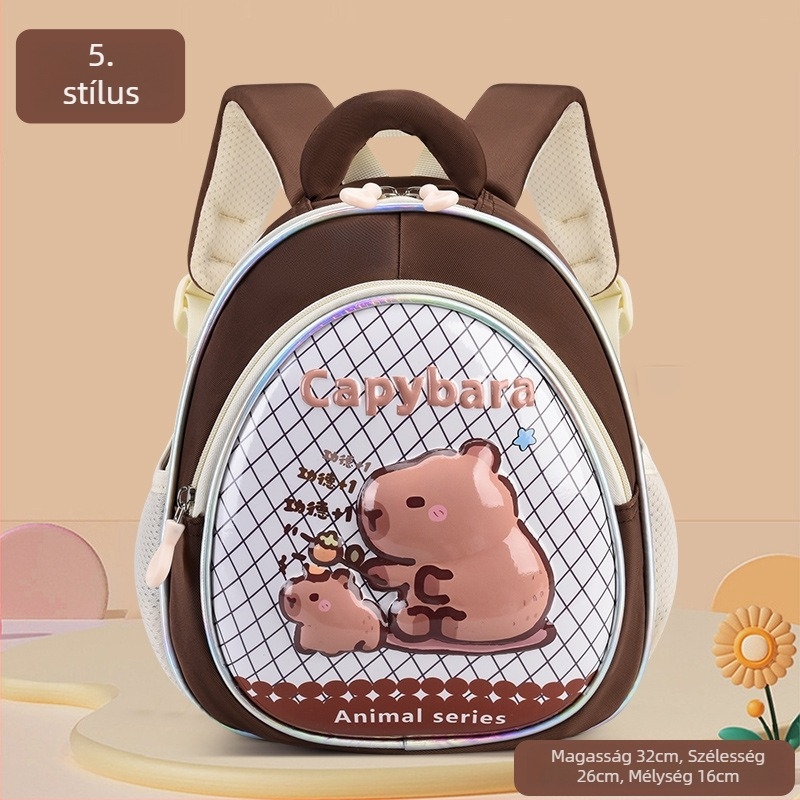 Könnyű 3D-s héjú gyerek hátizsák rajzfilmállatos motívummal, uniszex, vízálló