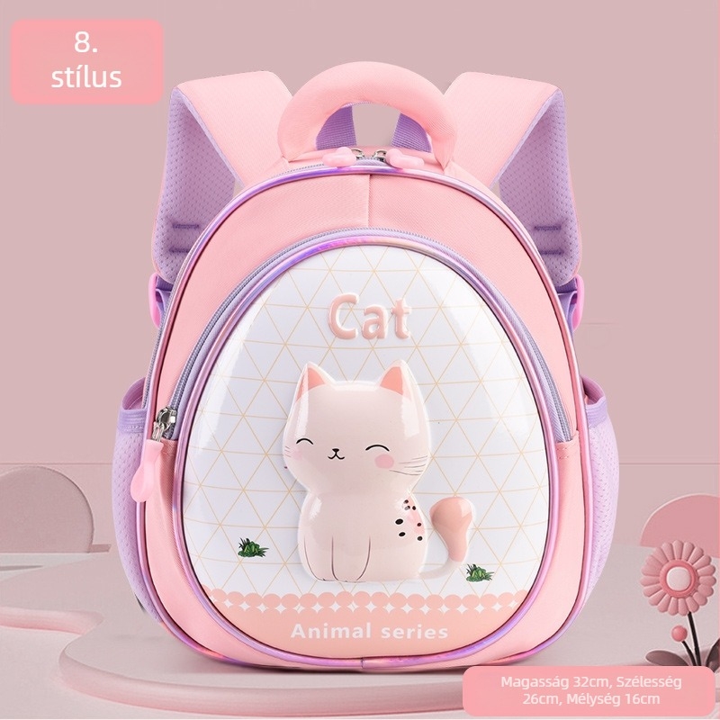 Könnyű 3D-s héjú gyerek hátizsák rajzfilmállatos motívummal, uniszex, vízálló