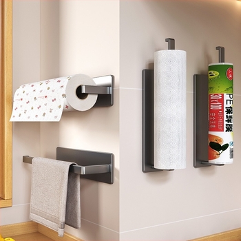 Konyhai papírtörlő tartó, négyszögletes vas váz plaszta spray felülettel, minimalist stílus, mágneses/ragasztó rögzítés