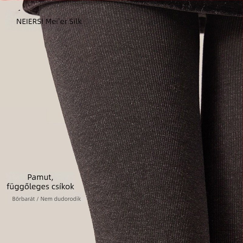 Meilsi 7620 Függőleges csíkos leggings, poliészterből fleece béléssel, vastagított, enyhe kompresszió a karcsúsításért, lábfejre illeszkedő