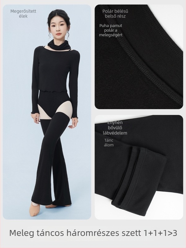 Női tánc szett: hosszú ujjú top és leggings viszkóz anyagból, balett és modern tánc számára, őszi–téli