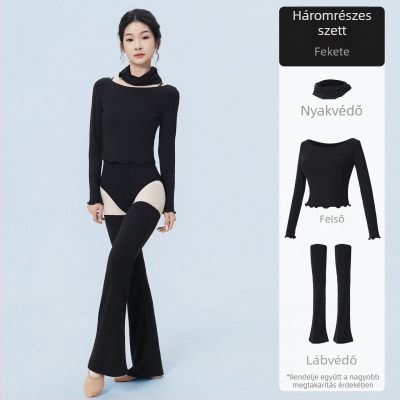 Női tánc szett: hosszú ujjú top és leggings viszkóz anyagból, balett és modern tánc számára, őszi–téli