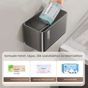 Fürdőszobai zsebkendő doboz falra szerelhető tároló (ABS, vízálló, Lt–904q, többfunkciós)