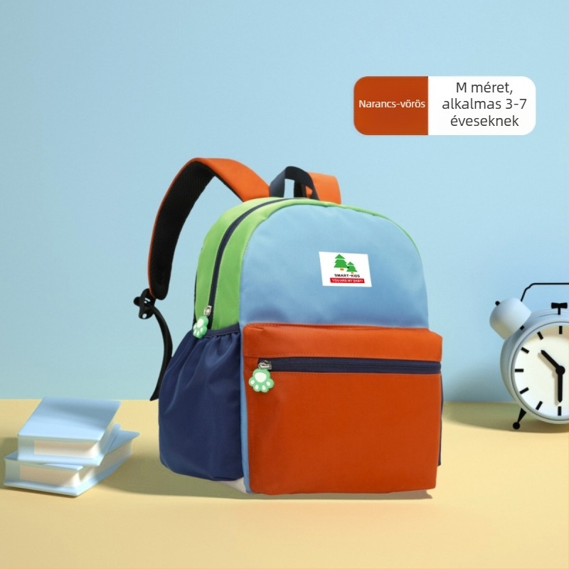 Gyerek iskolai hátizsák: könnyű, lélegző, vízálló nylonból; antibakteriális, kopásálló; ergonómikus gerincvédő; aranyos stílus; bélés nylon