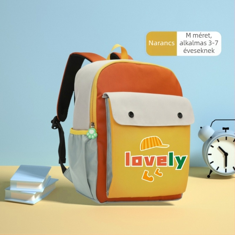 Gyerek iskolai hátizsák: könnyű, lélegző, vízálló nylonból; antibakteriális, kopásálló; ergonómikus gerincvédő; aranyos stílus; bélés nylon