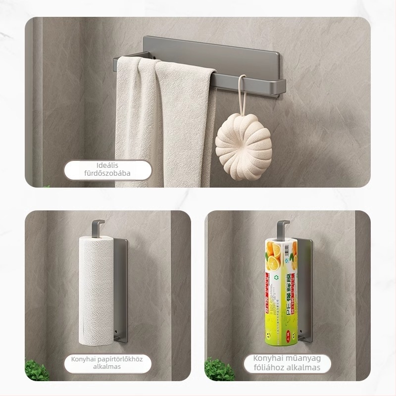Konyhai papírtartó, téglalap alakú, szénacélból, műanyag bevonattal, Huiqian Delta, modern minimalista dizájn