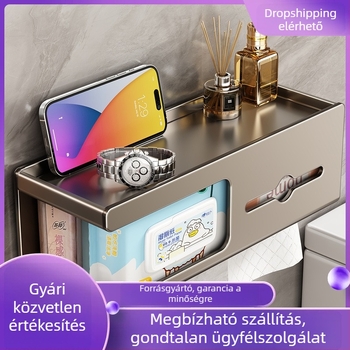 Ermo Falra szerelt WC-papírtartó doboz – szénacél, homokszórt felület, négyzetes formájú, könnyű luxus stílus