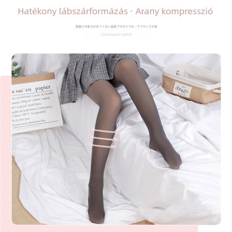 Őszi–téli szürke női leggings hálós derékkal, fleece-sel bélelt, vastagított, áttetsző hatást keltő harisnyanadrág