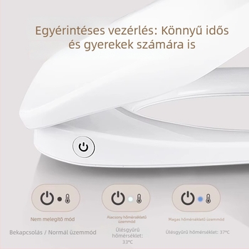 Melegített vécéülőke intelligens hőmérséklet-szabályozással, önkitisztító fúvóka, fenék- és női mosás, modell MGC1, PP anyag, osztott kivitel, szifonos öblítés