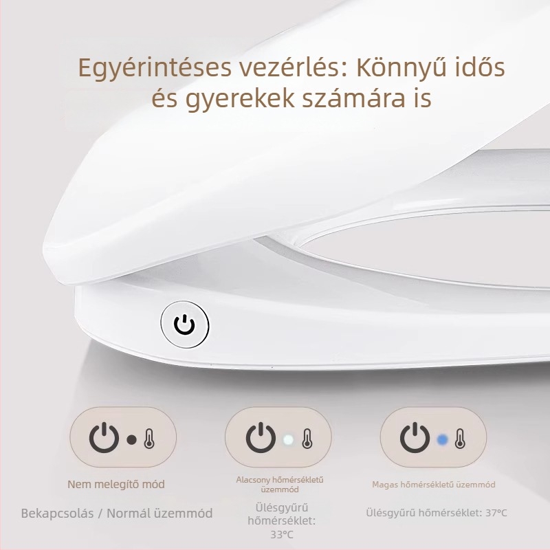 Melegített vécéülőke intelligens hőmérséklet-szabályozással, önkitisztító fúvóka, fenék- és női mosás, modell MGC1, PP anyag, osztott kivitel, szifonos öblítés