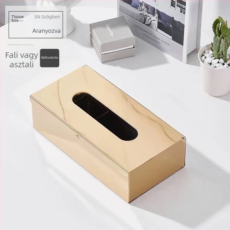 Törlőkendő-doboz – rozsdamentes acél, négyszögletes, Brushed felület, Light Luxury (Anyag: Rozsdamentes acél; Megjelenés: Négyszögletes; Felület: Brushed; Stílus: Light Luxury)