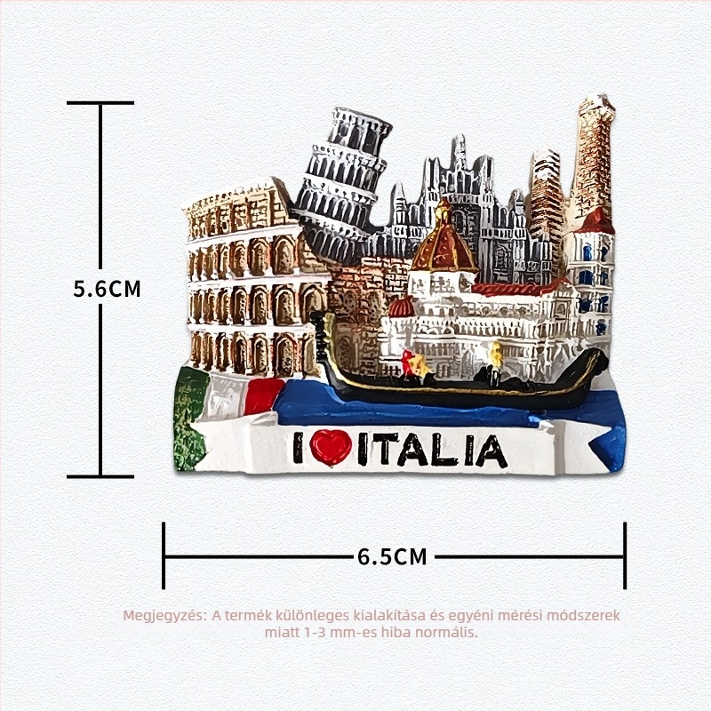 Hűtőmágnes gyantából – olasz ihletésű tájképek, modern minimalist stílus, utazási szuvenír