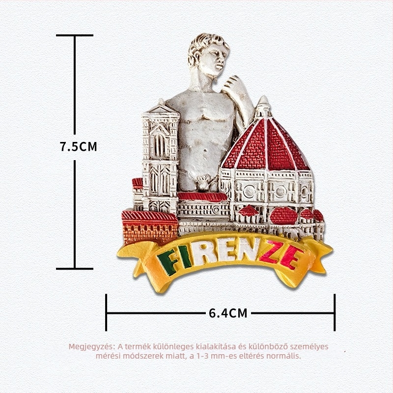 Hűtőmágnes gyantából – olasz ihletésű tájképek, modern minimalist stílus, utazási szuvenír