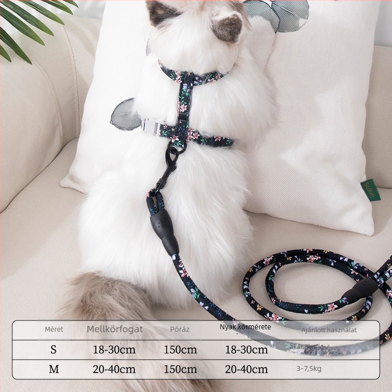 Macska sétáltató póráz és hám — szakadás elleni védelem, műanyag medál, háziállat-láncok és kötele