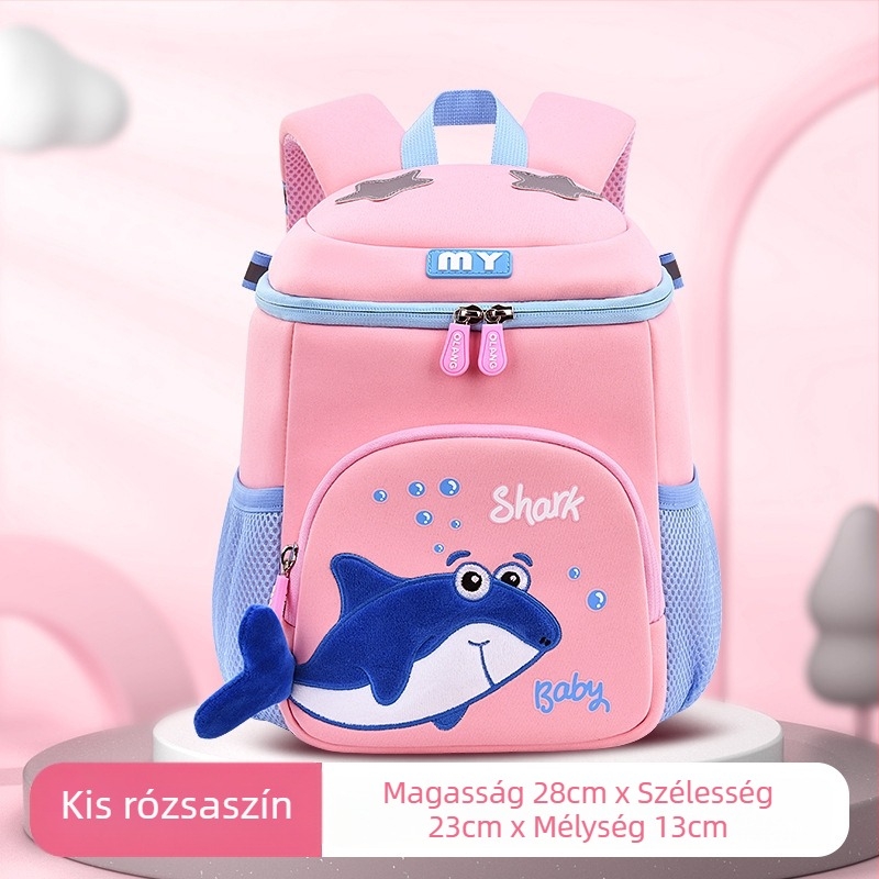 Óvodai gyermek hátizsák bálna mintával, anyaga: diving cloth, légáteresztő, vízálló, kopásálló, görbült vállpántok