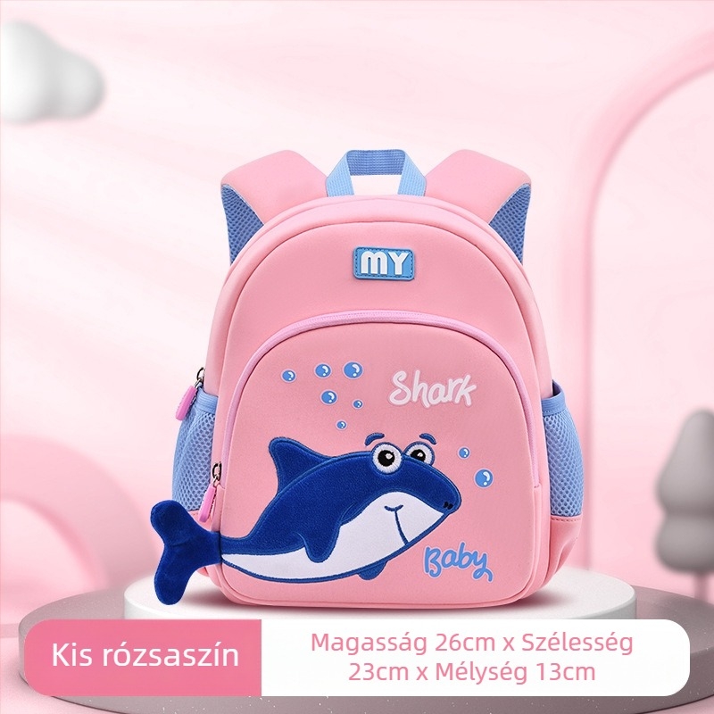 Óvodai gyermek hátizsák bálna mintával, anyaga: diving cloth, légáteresztő, vízálló, kopásálló, görbült vállpántok