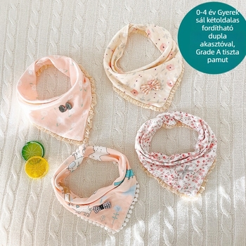 Pamut háromszög alakú bababib kapocsos záródással – hercegnő stílusban