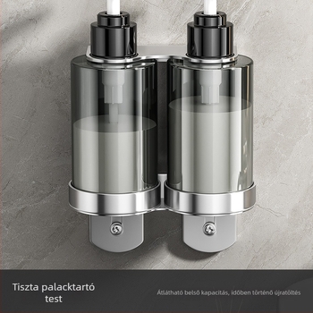 304 rozsdamentes acél falra szerelhető tartó szappan- és samponflakonokhoz — brüsszelt felület, modern minimalist stílus, kéznyomásos működés
