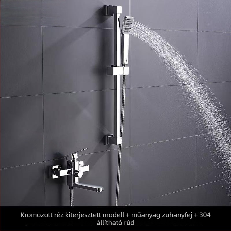 Réz anyagú fürdőkádtöltő keverőcsaptelep meleg/hideg vízhez, falra szerelhető, kerámiás szeleppel, 20 mm bemenet/kimenet