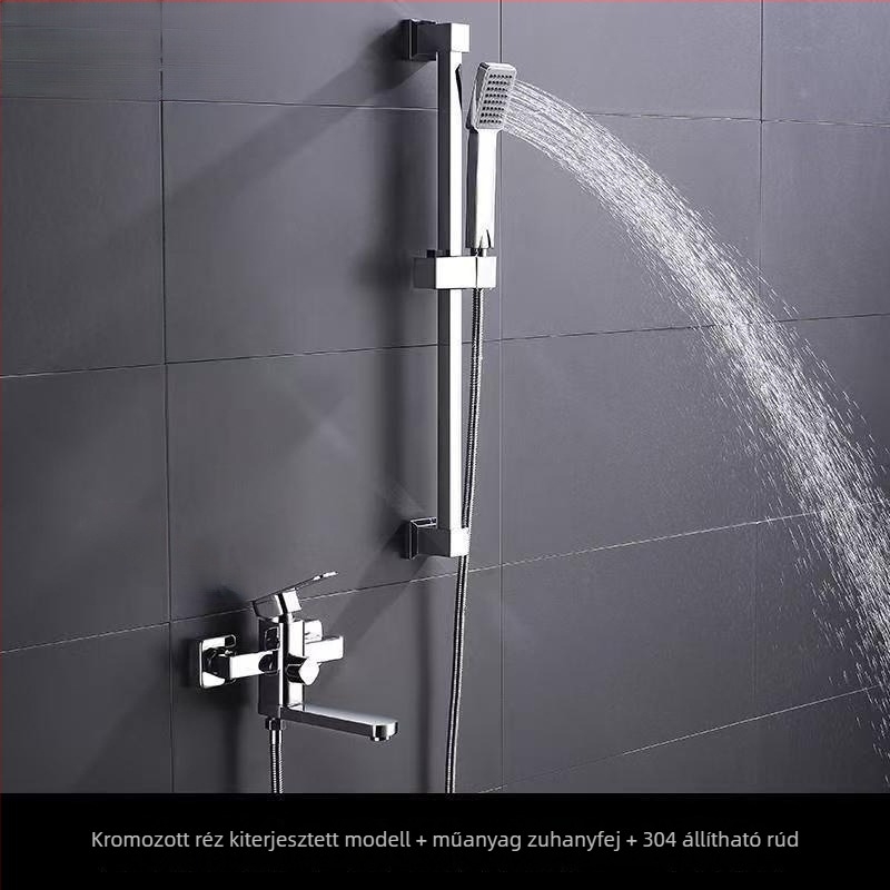 Réz anyagú fürdőkádtöltő keverőcsaptelep meleg/hideg vízhez, falra szerelhető, kerámiás szeleppel, 20 mm bemenet/kimenet