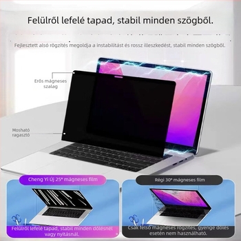 Mágneses magánéletvédő fólia MacBookhoz – PET anyag, elektrosztatikus adszorpció, kompatibilis az Apple notebookkal, testreszabott minta