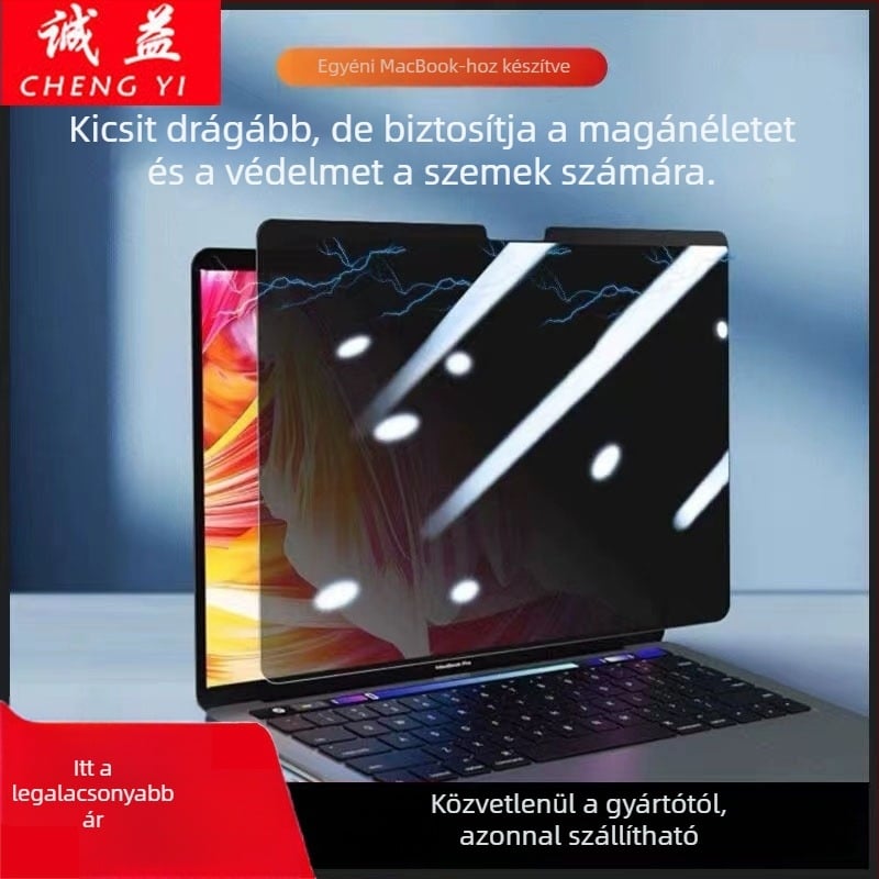 Mágneses magánéletvédő fólia MacBookhoz – PET anyag, elektrosztatikus adszorpció, kompatibilis az Apple notebookkal, testreszabott minta