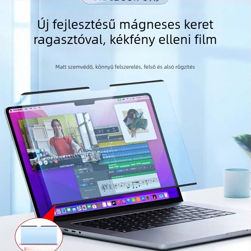 Mágneses magánéletvédő fólia MacBookhoz – PET anyag, elektrosztatikus adszorpció, kompatibilis az Apple notebookkal, testreszabott minta