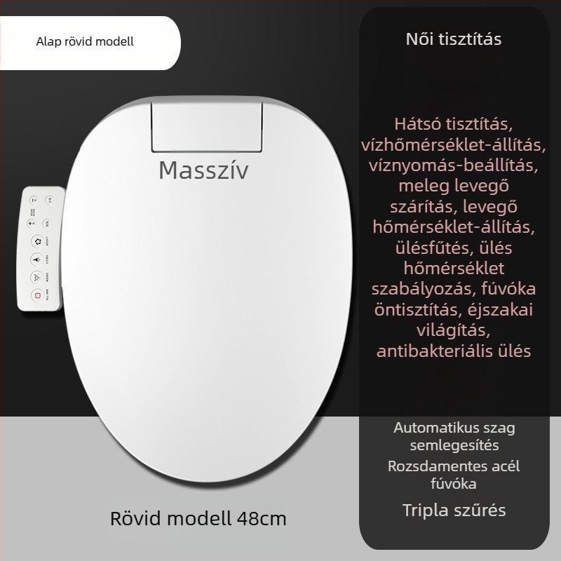 110V-os okos WC-ülőke azonnali fűtéssel, ABS anyag, vízhőmérséklet-szabályozás, hátsó öblítés, ülőke fűtés