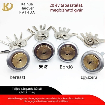 Kültéri ajtózár cilindere réz anyagból, bérlemények ajtóihoz, Jianan márka, súly 160 g