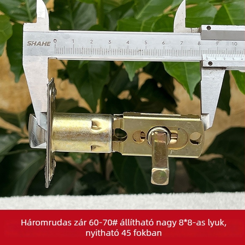Ujjlenyomat-alapú elektromos zár, 45°-os háromlábú mechanizmus, modell A602, vas test rozsdamentes acél panellel, beltéri faajtókhoz