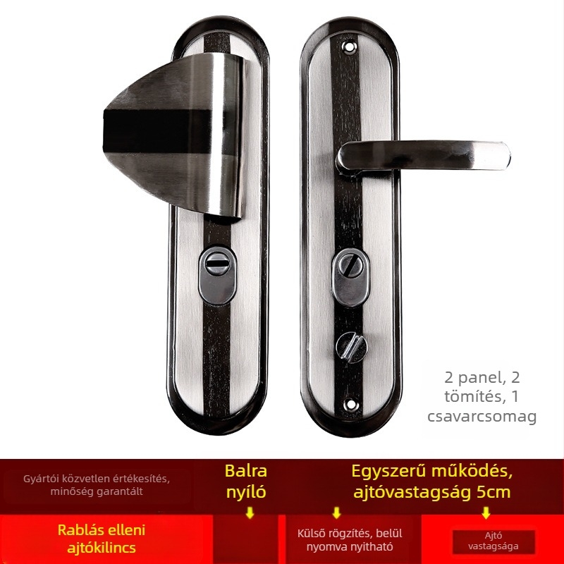Ajtózárhoz tartozó fogantyú – Modell 939013, vas panel, alumínium ötvözetű fogantyú, vas panel 1 mm, furatköz 235 mm