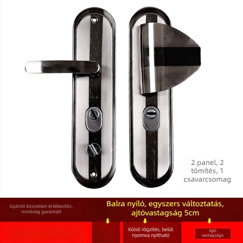 Ajtózárhoz tartozó fogantyú – Modell 939013, vas panel, alumínium ötvözetű fogantyú, vas panel 1 mm, furatköz 235 mm