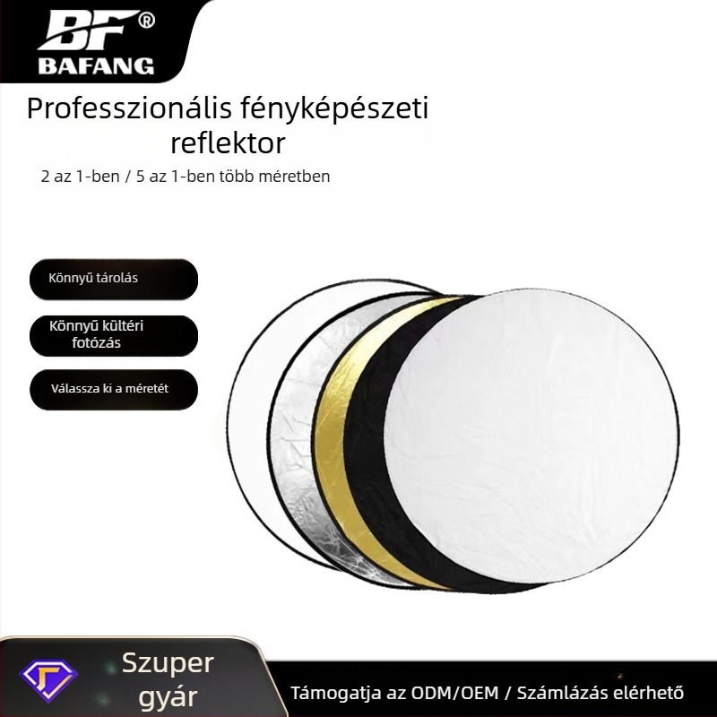 Hordozható, összecsukható öt-az-egyben reflektor termékfotózáshoz nylon bevonattal, tartozék hordtáskával