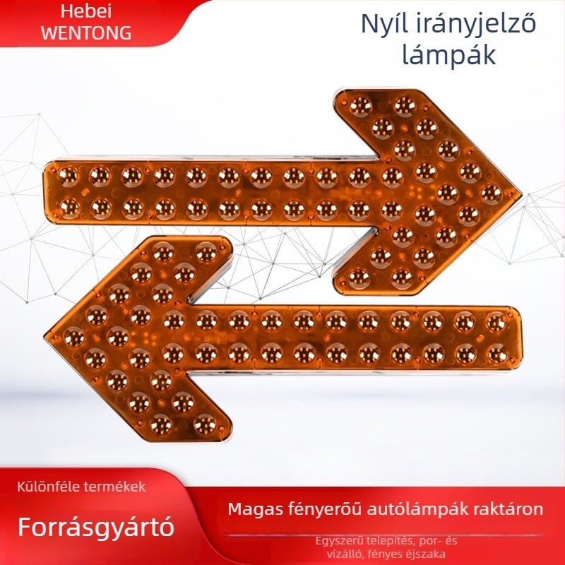 LED irányjelző fény nyíl formájú öntöző teherautóhoz – dupla villanó figyelmeztető jelzés, 12/24V